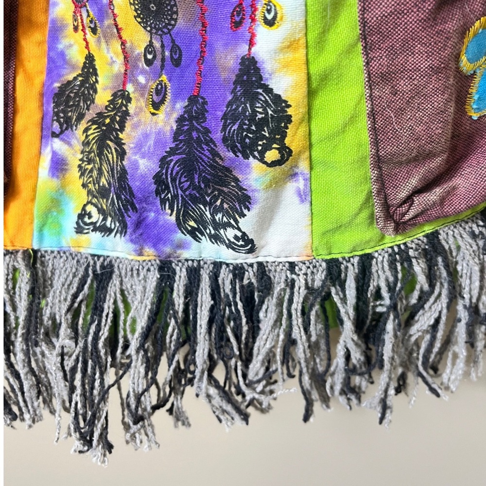 Boho Patchwork Crossbody Bag Made‎ in Nepal Cotton Dreamcatcher Fringe Hippie - Picture 6 of 16